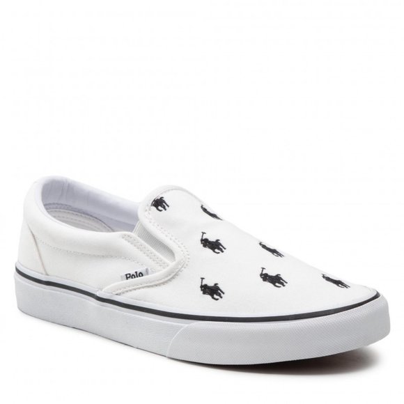 Polo Ralph Lauren Thompson White/Black Embroidered Recycled Canvas Pony Men NEW - Picture 2 of 8